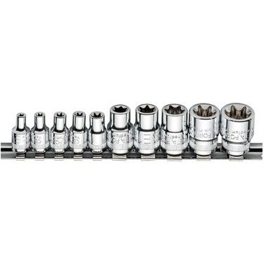 10 Parça 1/4” + 3/8’’ Dış TORX Lokma Anahtar Takımı