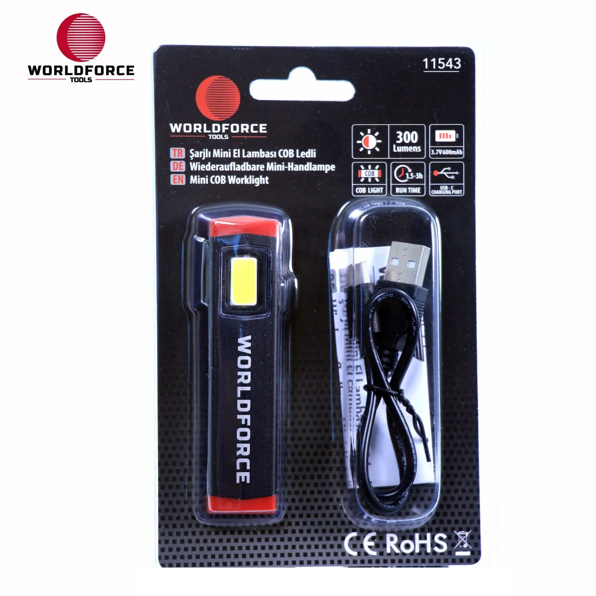 ŞARJLI MİNİ EL LAMBASI COB LEDLİ 300LM